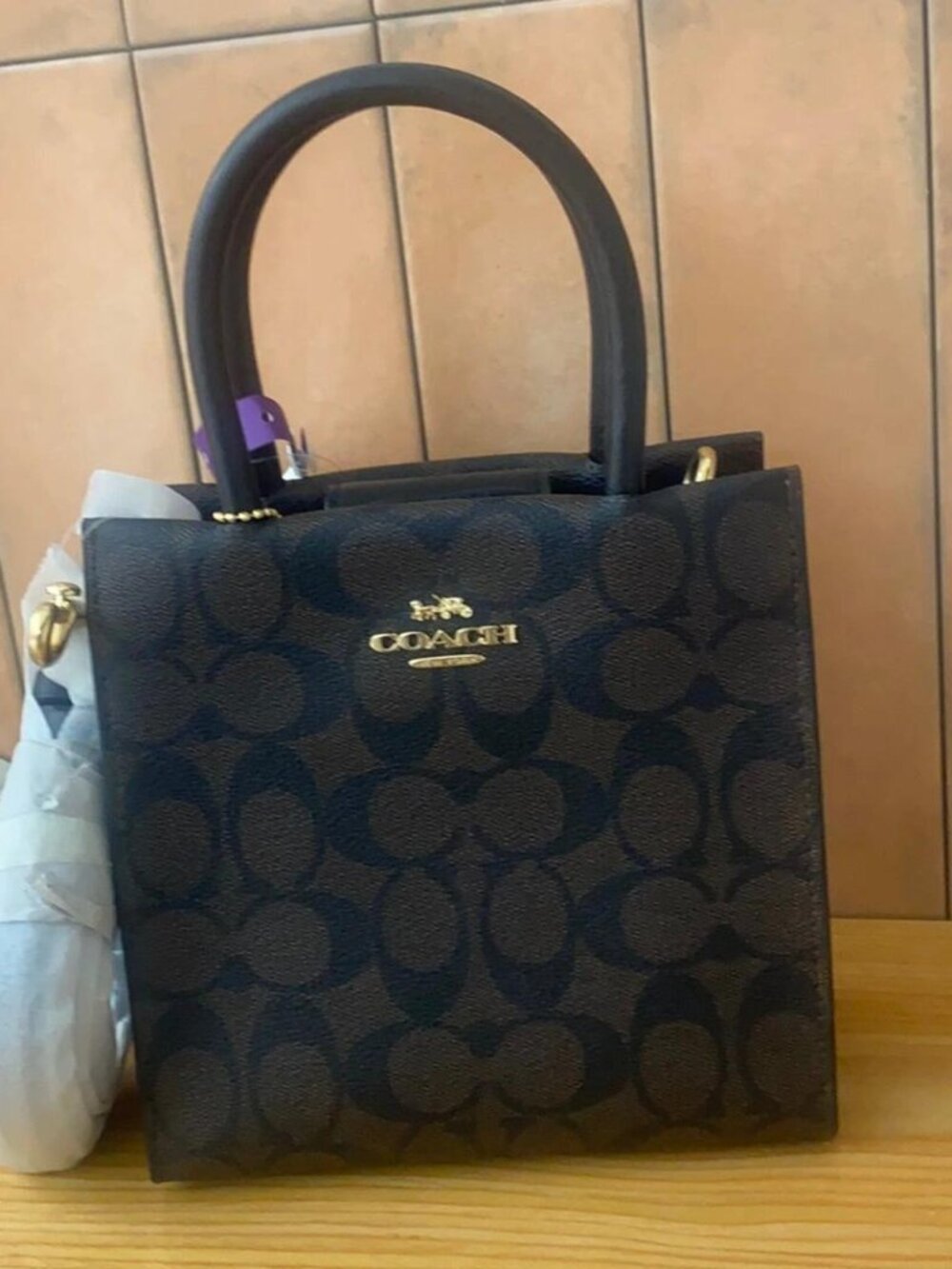 COACH Mini Cally Crossbody, Brown Black
